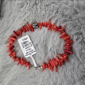 Elegant Red Coral Beaded Bracelet /Natural /